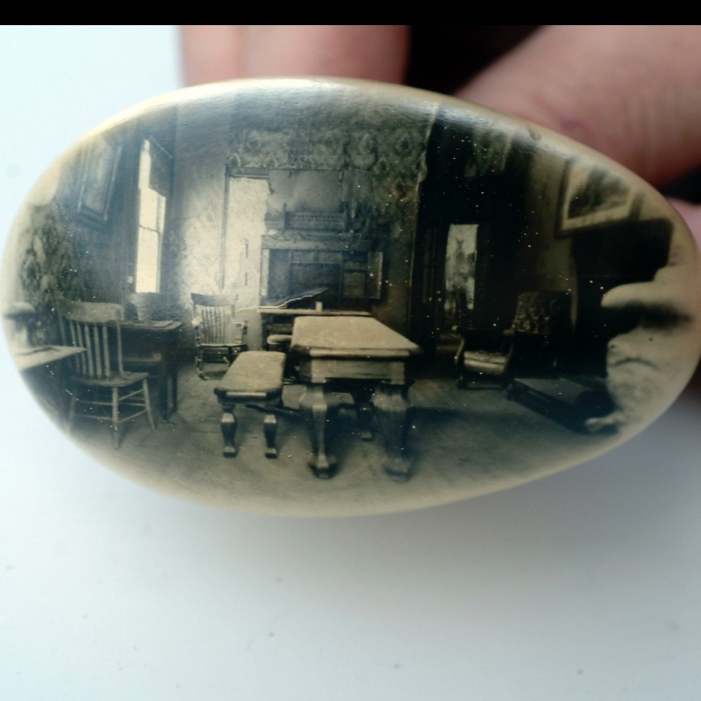 Vintage Sepia Home Art Convex Oval Photograph